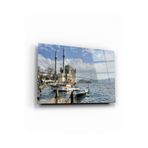 tablohouse Ortaköy Camii Ve Dalgalar Cam Tablo SARI KIRMIZI BEYAZ MAVİ 25 x 35