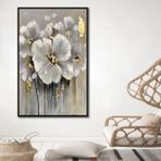 Tablolife Beyaz Çiçekler 90x120 cm Yağlı Boya Dokulu Tablo