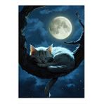 Tablomega Ağaçta Uyuyan Beyaz Kedi Model Ahşap Tablo 35cm X50cm