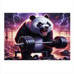 Tablomega Ağırlık Kaldıran Panda Dekoratif Ahşap Tablo 35cm X50cm