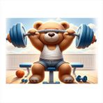 Tablomega Ağırlık Kaldıran Sevimli Panda Dekoratif Ahşap Tablo 25cmx 35cm