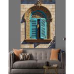 Tablomega Ahşap Mavi Pencere Panjurları Retro Dekoratif Kanvas - Mdf Ahşap Tablo