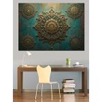 Tablomega Altın Kabartmalı Mandala Motifi Dekoratif Kanvas - Mdf Ahşap Tablo