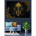 Tablomega Altın Süslü Ganesha Figürü Dekoratif Kanvas - Mdf Ahşap Tablo