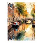 Tablomega Amsterdam Evleri Modern Ahşap Tablo 25cmx 35cm