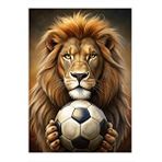 Tablomega Aslan Ve Futbol Hediyelik Ahşap Tablo 25cmx 35cm