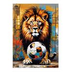 Tablomega Aslan Ve Futbol Topu Desenli Ahşap Tablo 25cmx 35cm