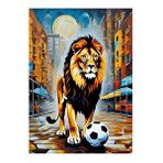 Tablomega Aslan Ve Futbol Topu Mdf Poster 25cmx 35cm