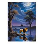 Tablomega Ay Işığında Aslan Kral Modern Ahşap Tablo 25cmx 35cm