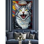 Tablomega Bağıran Kedi Pop Art Dekoratif Kanvas - Mdf Ahşap Tablo