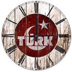 Tablomega Bayrak Eski Türk Yazısı Çatlak Zeminde Akarlı 30 X 30 cm Duvar Saati