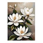 Tablomega Beyaz Çiçekler Modern Ahşap Tablo 25cmx 35cm