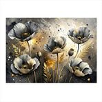 Tablomega Beyaz Gelincik Çiçekleri Art Mdf Tablo 35cm X50cm