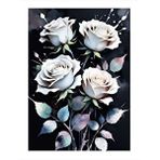 Tablomega Beyaz Güller Hediyelik Ahşap Tablo 25cmx 35cm