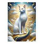 Tablomega Beyaz Kedi Modern Ahşap Tablo 35cm X50cm