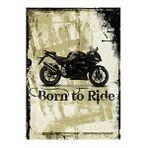 Tablomega Born To Ride Motosiklet Temalı Desenli Ahşap Tablo 25cmx 35cm