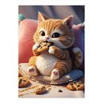 Tablomega Çikolatalı Kurabiye Yiyen Kedi Desenli Ahşap Tablo 25cmx 35cm