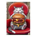 Tablomega Çiz Burger Sever Kedi Hediyelik Ahşap Tablo 25cmx 35cm