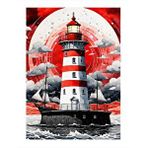 Tablomega Deniz Feneri Desenli Ahşap Tablo 25cmx 35cm