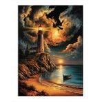 Tablomega Deniz Feneri Ve Kumsal Hediyelik Ahşap Tablo 35cm X50cm