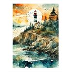 Tablomega Deniz Feneri Ve Orman Model Ahşap Tablo 35cm X50cm