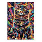Tablomega Desenli Boyalar Ve Kedi Model Ahşap Tablo 35cm X50cm