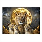 Tablomega Dolunay Ve Aslan Ailesi Hediyelik Ahşap Tablo 25cmx 35cm