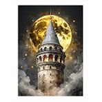 Tablomega Dolunay Ve Galata Kulesi Hediyelik Ahşap Tablo 25cmx 35cm