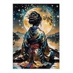 Tablomega Dolunay Ve Japon Kadın Hediyelik Ahşap Tablo 35cm X50cm