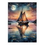 Tablomega Dolunay Veya Yelken Tekne Hediyelik Mdf Tablo 35cm X50cm