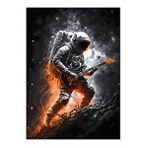 Tablomega Elektro Gitar Çalan Astronot Model Ahşap Tablo 25cmx 35cm