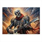 Tablomega Elektro Gitar Çalan İskelet Dekoratif Ahşap Tablo 35cm X50cm