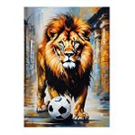 Tablomega Futbol Topu Ve Aslan Desenli Mdf Tablo 25cmx 35cm