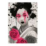 Tablomega Geyşa Japon Kadın Desenli Ahşap Tablo 25cmx 35cm