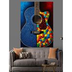 Tablomega Gitar Mavi Mozaik Sanat Dekoratif Kanvas - Mdf Ahşap Tablo
