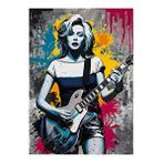 Tablomega Gitarist Kız Model Ahşap Tablo 35cm X50cm