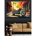 Tablomega Göl Kenarında Vintage Motosiklet Dekoratif Kanvas - Mdf Ahşap Tablo