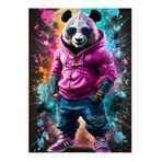 Tablomega Gözlüklü Panda Hediyelik Ahşap Tablo 35cm X50cm