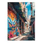 Tablomega Grafitili Sokak Desenli Ahşap Tablo 25cmx 35cm