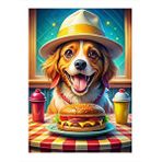 Tablomega Hamburger Seven Köpek Desenli Ahşap Tablo 35cm X50cm