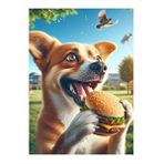 Tablomega Hamburger Yiyen Köpek Hediyelik Mdf Tablo 25cmx 35cm