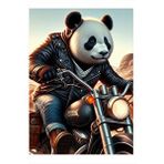 Tablomega Harley Motorcu Panda Hediyelik Ahşap Tablo 25cmx 35cm