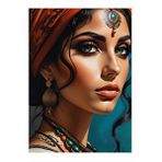 Tablomega Hintli Ranee Kadın Dekoratif Ahşap Tablo 25cmx 35cm