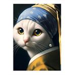 Tablomega İnci Küpeli Kedi Model Ahşap Tablo 35cm X50cm