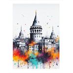 Tablomega İstanbul Galata Kulesi Hediyelik Ahşap Tablo 25cmx 35cm