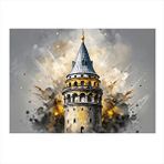 Tablomega İstanbul Galata Kulesi Modern Ahşap Tablo 25cmx 35cm