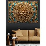 Tablomega Kabartmalı Altın Mandala Deseni Dekoratif Kanvas - Mdf Ahşap Tablo