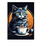 Tablomega Kahve İçen Kedi Desenli Ahşap Tablo 35cm X50cm