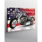 Tablomega Kanvas Tablo Amerikan Bayrağı Ve Chopper Motor