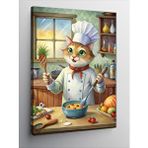 Tablomega Kanvas Tablo Aşçı Kedi Mutfakta